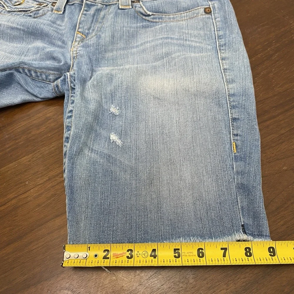True Religion Men's 31 Blue Denim Shorts Regular Fit Light Wash 5-Pocket Natalie